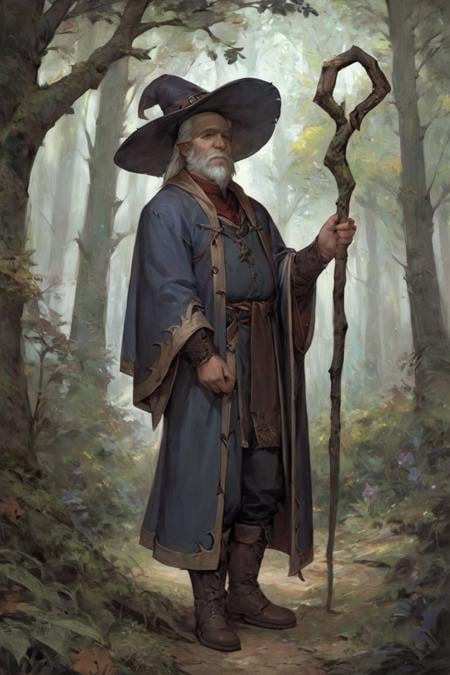 score_9, score_8_up, score_7_up, wizard, old, 1boy, old man, male focus, hat, beard, solo, staff, witch hat, facial hair, forest, nature, robe, long hair, looking at viewer, tree, holding, white hair, outdoors, holding staff, boots <lora:Cold Oil Gothic Style SDXL_LoRA_Pony Diffusion V6 XL:1>