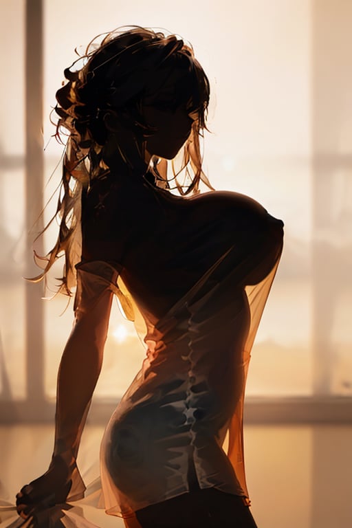 ,(silhouette), 1girl,beautiful , sex,large shadow,backlighting, big breasts, see-through,  silhouette,  <lora:影绘:1>, masterpiece, best quality,