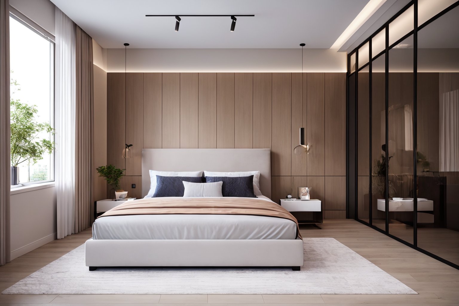 interior design, bed room, Chinese style, no humans, plant, bed, indoors, scenery, curtains, window, lamp, potted plant, clock, bedroom, pillow, couch, chair, ceiling light, on bed, table<lora:中式卧室-2:0.6>,