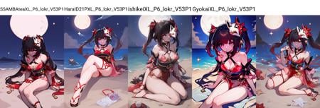 score_9, score_8_up, score_7_up, score_6_up, sparkle \(honkai: star rail\), 1girl, fox mask, black hair, solo, sitting, beach, night, moon <lora:SparkleXL_P6_V1:0.95> <lora:SSAMBAteaXL_P6_lokr_V53P1:0.8>