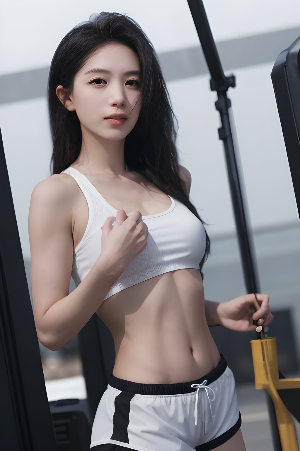 <lora:0830_02:0.7>,open_fly,gym_shorts,, 1girl,realistic,masterpiece, best quality, photorealistic, HDR,detail