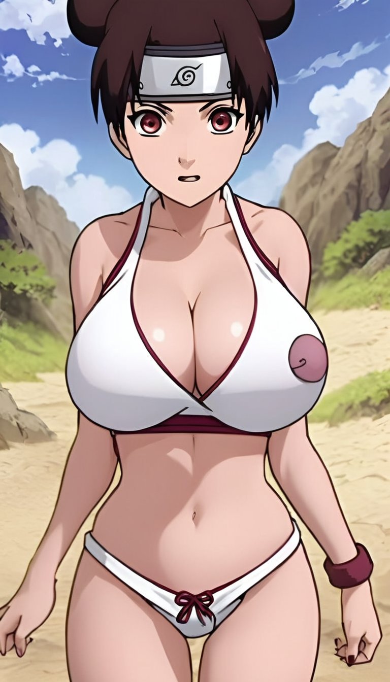 Role-playing game (RPG) style fantasy detailed eyes <lora:breasts_slider_v2:3> <lora:TenTenXL:.7>tenten, big boobs, bikini . Detailed, vibrant, immersive, reminiscent of high fantasy RPG games