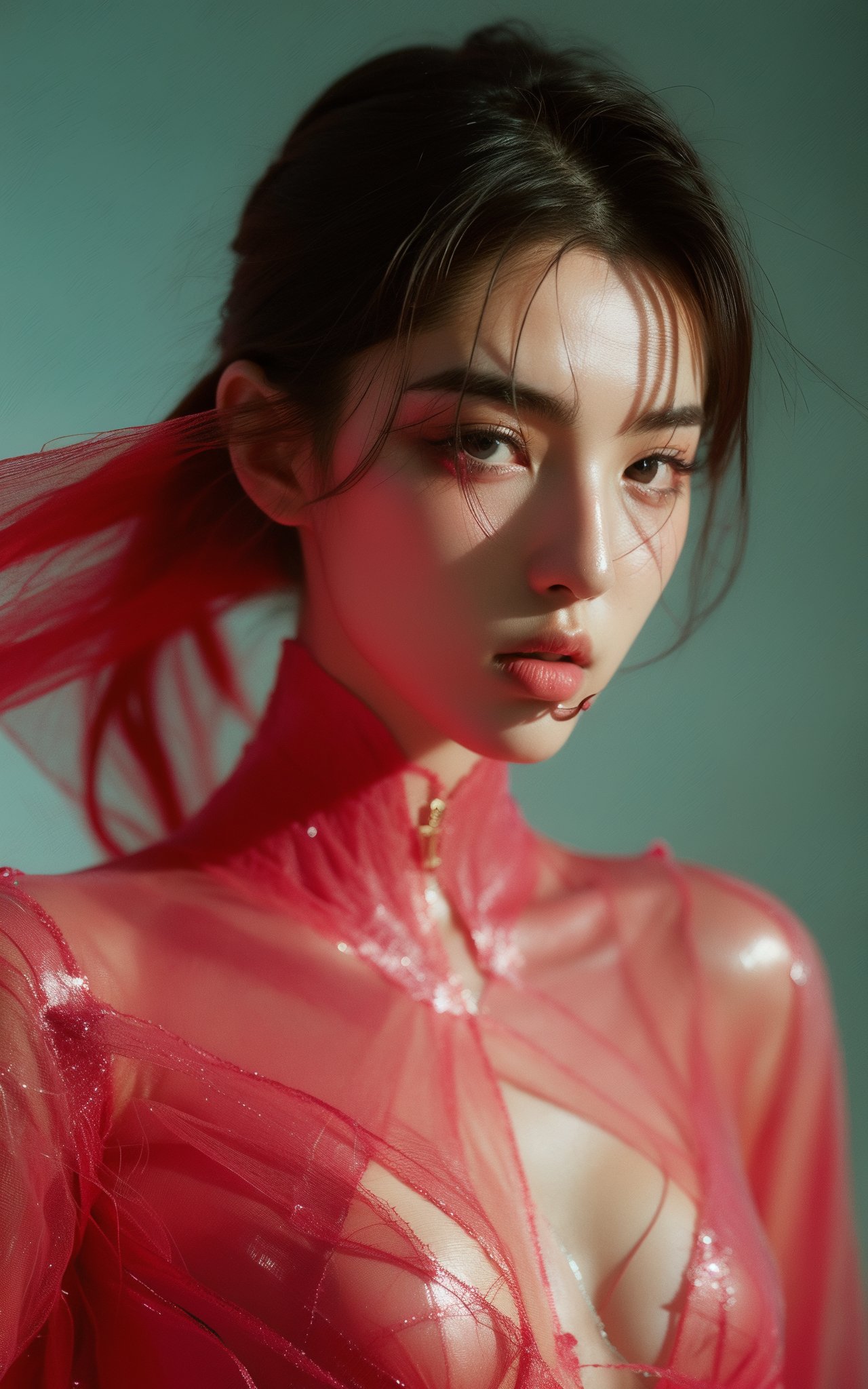 (art by Alessio Albi:1.2),korean idol,full human fractal body,90's aesthetic,noise film,photo,1