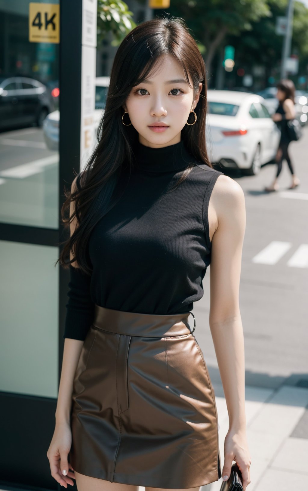 1girl,dior,kuqi,dark tone,a strong contrast,cool,4k,fixed focus lens,perfect girl,korean idol,asian supermodel,a shallow smile,