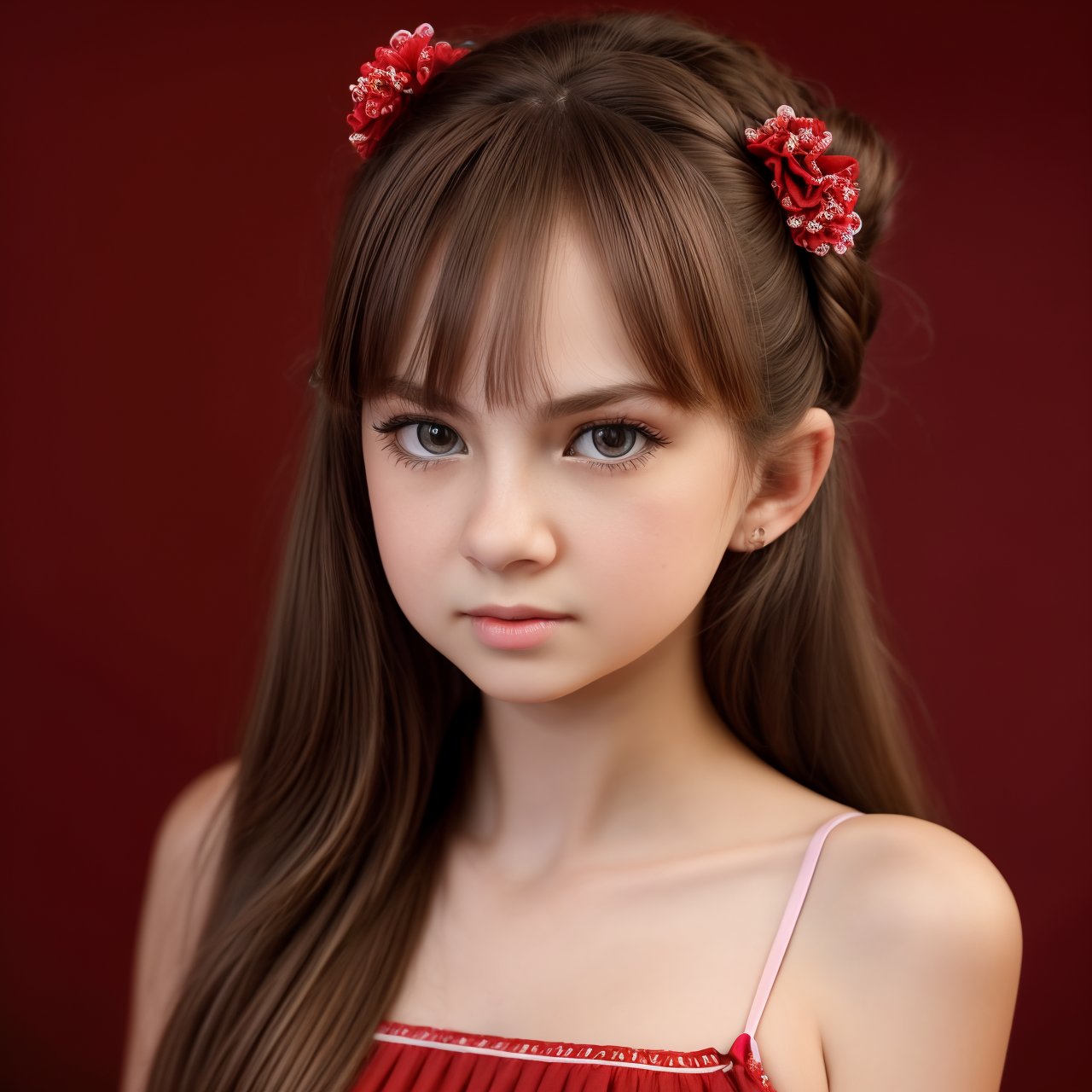 SFW, best quality, extra resolution, wallpaper, HD quality, HD, HQ, 4K, portrait of stunning (AIDA_LoRA_BelK:1.16) <lora:AIDA_LoRA_BelK:0.76> posing for a picture on noisy red background, red drape on the background, young lady, pretty face, dress with polka dot pattern, white lace headband, open mouth, cinematic, dramatic, studio photo, kkw-ph1, hdr, f1.5, getty images