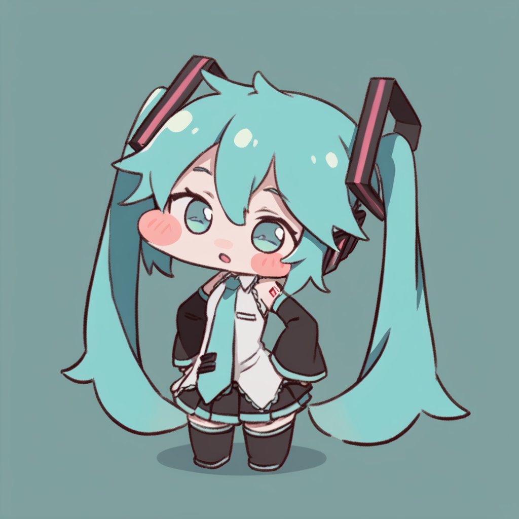 chibi,blush stickers,hatsune miku,<lora:xl_Trickcal Revive(kohaku_Delta)-000004:1>,, masterpiece, best quality,