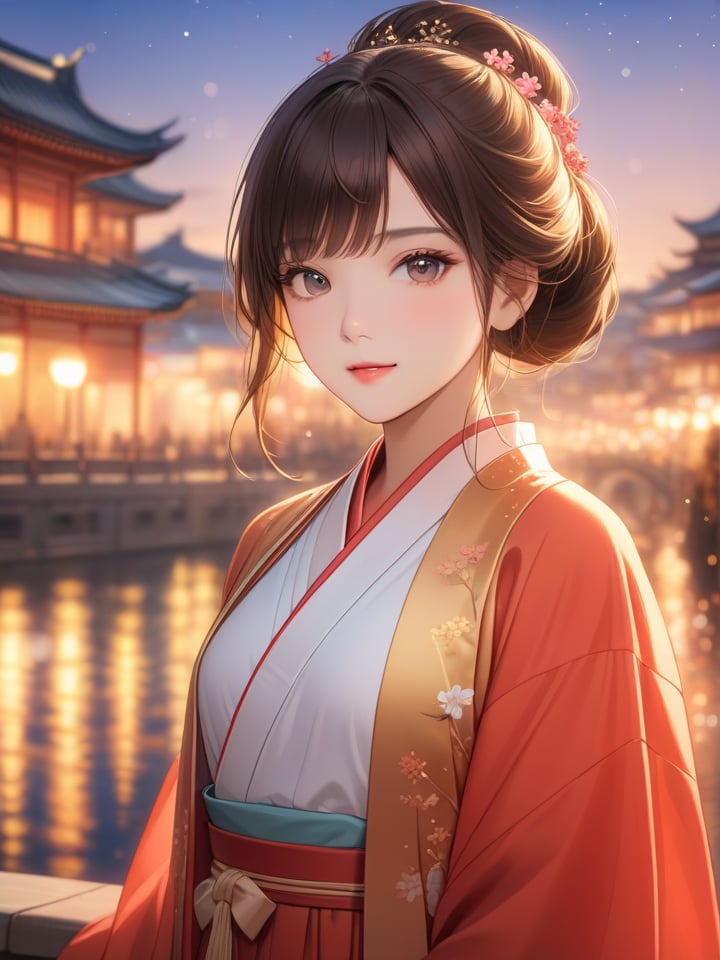 masterpiece,best quality,city,1girl,looking at viewer,bokeh,hanfu,