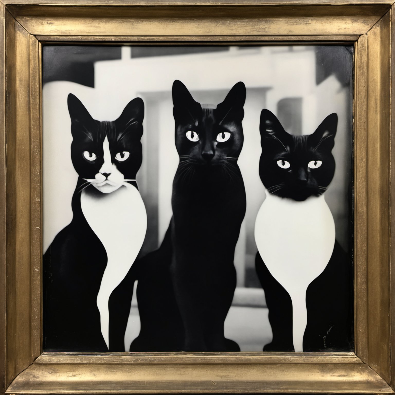 Inspired multiple cats with Appealing ears, (architecture art by Norman Foster:1.3) , Candle light, Ambrotype