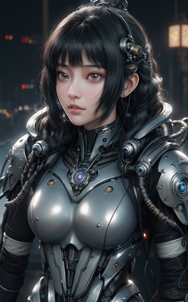 masterpiece,best quality,1mechanical girl,detailed face,shadows,8k,ultra sharp,metal,intricate,ornaments detailed,cold colors,egypician detail,highly intricate details,rending on cgsociety,facing camera,machanical limbs,mechanical cervial attaching to neck,wires and cables connecting to head,killing machine,ghost in the shell,((anime art style)),