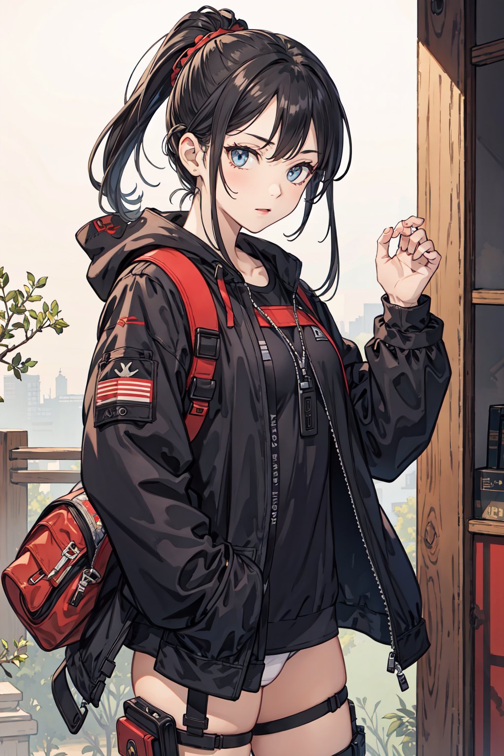 best quality,oriental_detailed background,girl,detailed_hand, techwear