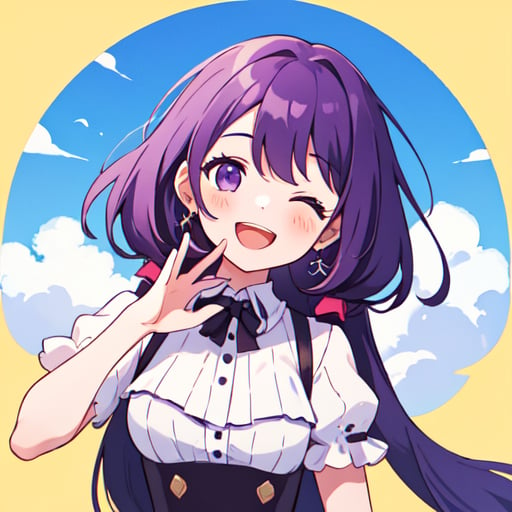 1girl,happy,extremely happy,purple, masterpiece, best quality,