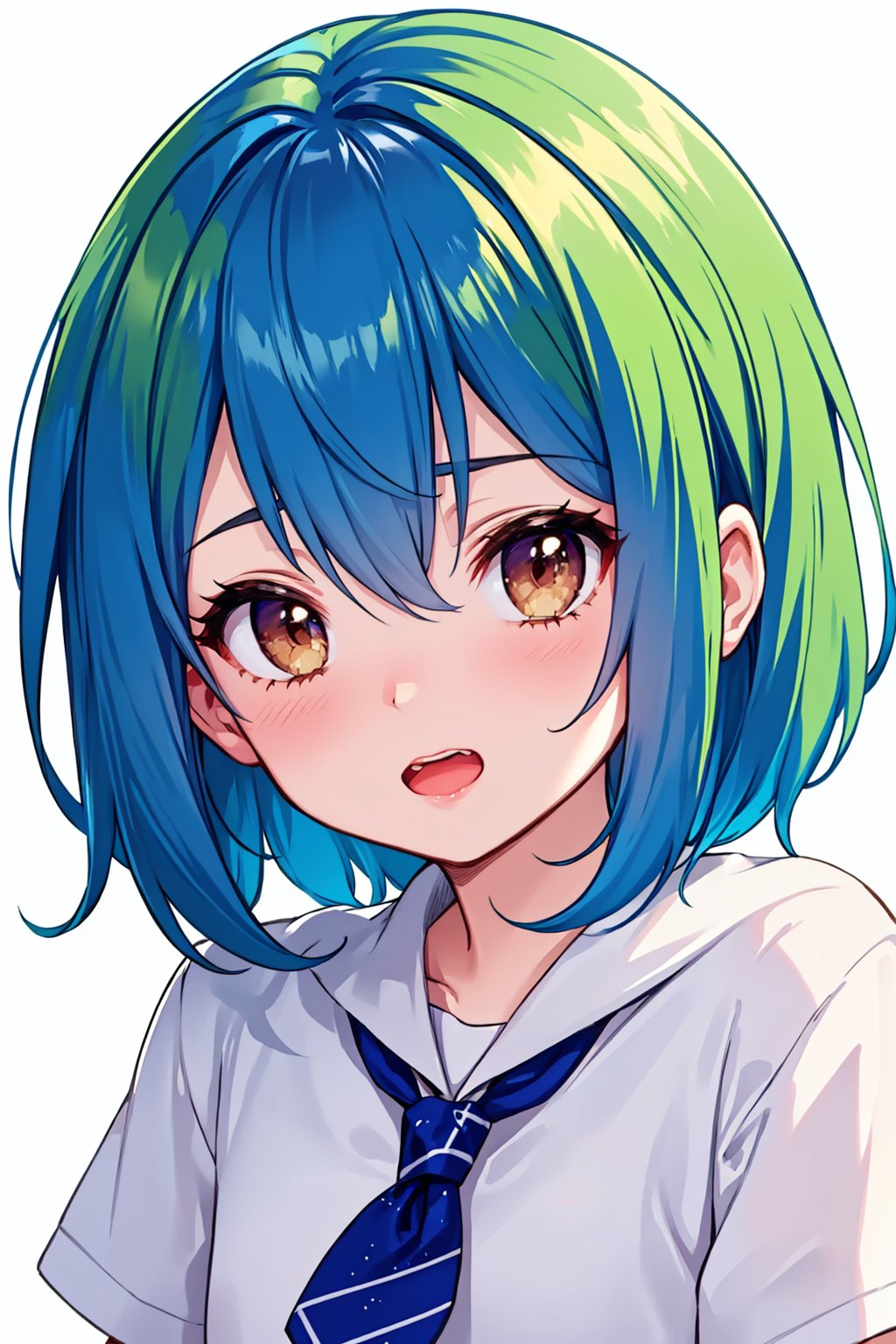 masterpiece,best quality, highly detailed, earth-chan,1girl,solo,looking at viewer,blush,open mouth,<lora:earth-chan:1>,simple background,white background