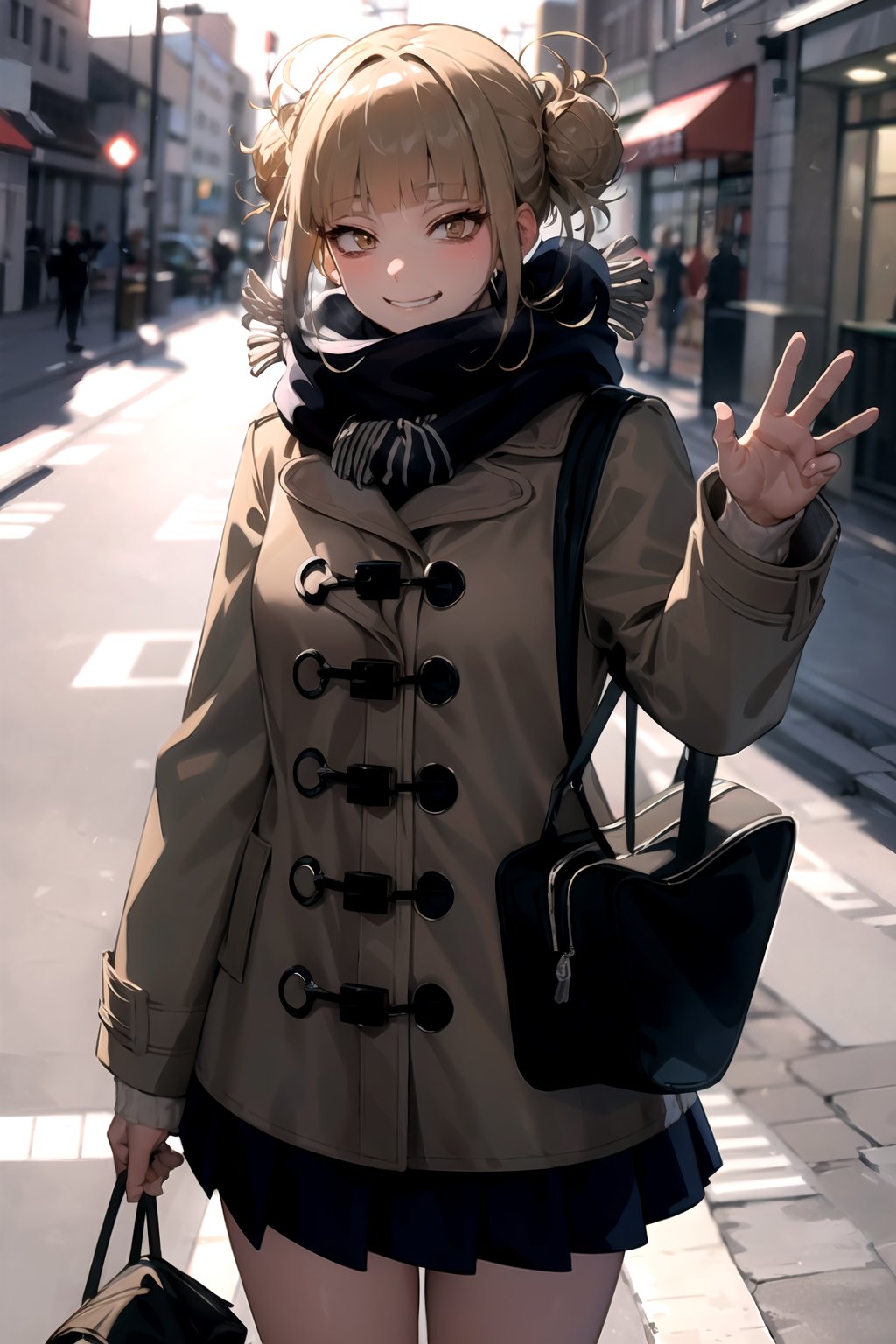 <lora:v2HimikoToga-12:1>, HCT, (scarf, duffel coat, coat), best quality, masterpiece, highres