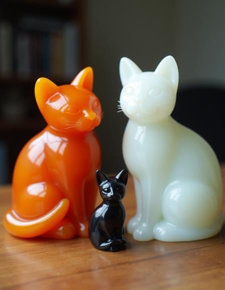 jade, two beautiful jade made cats, one small cat is orange and one cat is white, Amateur photography, noise, jpeg artifacts, smallest black jade cat between  <lora:玉髓质_flux_lora_v1:1> <lora:Amateur_Photo:0.6>