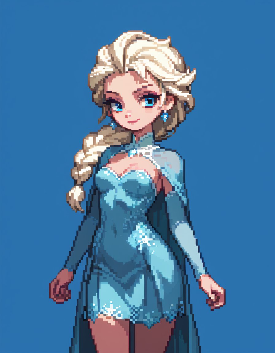 score_9, score_8_up, score_7_up, princess elsa from frozen, pixel art, solo