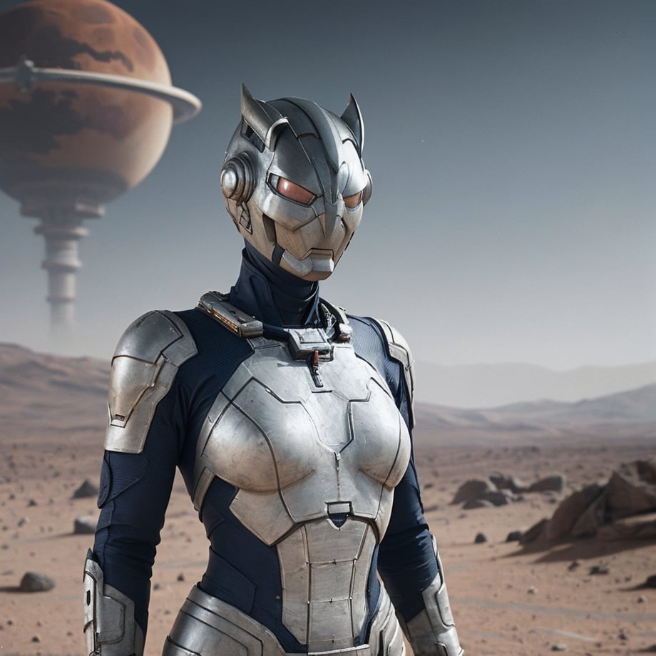 (masterpiece), (realistic),  Diga Ultraman,1 girl, spacesuit,  upper body,  sharp focus, dramatic, award winning, cinematic lighting, octane render, unreal engine, volumetrics dtx,Mars 