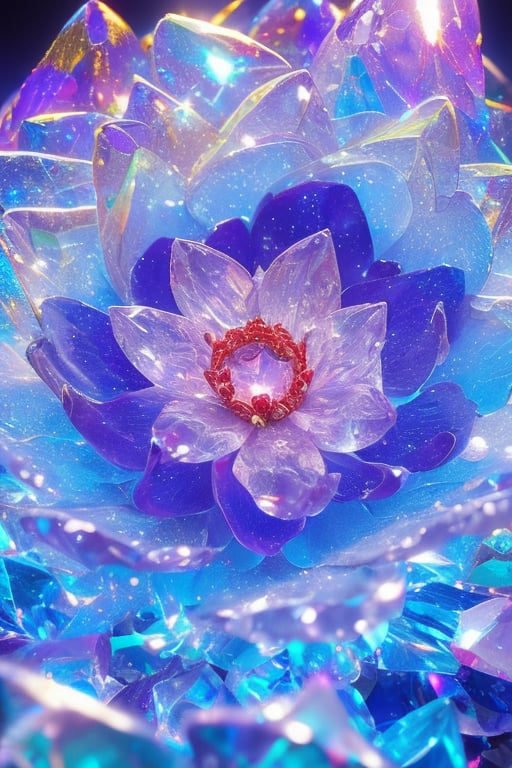 (((photographic, photo, photogenic))), extremely high quality high detail RAW color photo, crystal flower, intricate crystal patterns, translucent petals, prismatic light refraction, sharp, precise edges, detailed textures, luminous glow, 