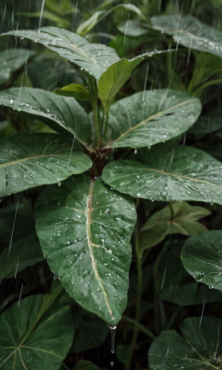 score_9, score_8_up, score_7_up, BREAK, scenery, plants, close-up, raining, nature, highly detailed, detailed skin, depth of field, film grain