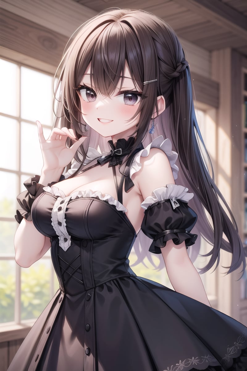 <lora:talkmouth_I_type2_v100:1>insanely detailed, absurdres, ultra-highres, ultra-detailed, best quality,1girl, solo, nice hands, perfect handsBREAKgothic theme, black gothic dress, white frill, hair dressBREAK(nsfw:-1.5)BREAKsmile, open mouthBREAK,standing, cowboy shot, looking at viewerBREAKslender, kawaii, perfect symmetrical face, ultra cute girl, ultra cute face, ultra detailed eyes, ultra detailed hair, ultra cute, ultra beautifulBREAKin schoolyard, depth of field, ultra detailed backgroundBREAKlarge breastsBREAKbrown hair, brown eyes, box braids, 