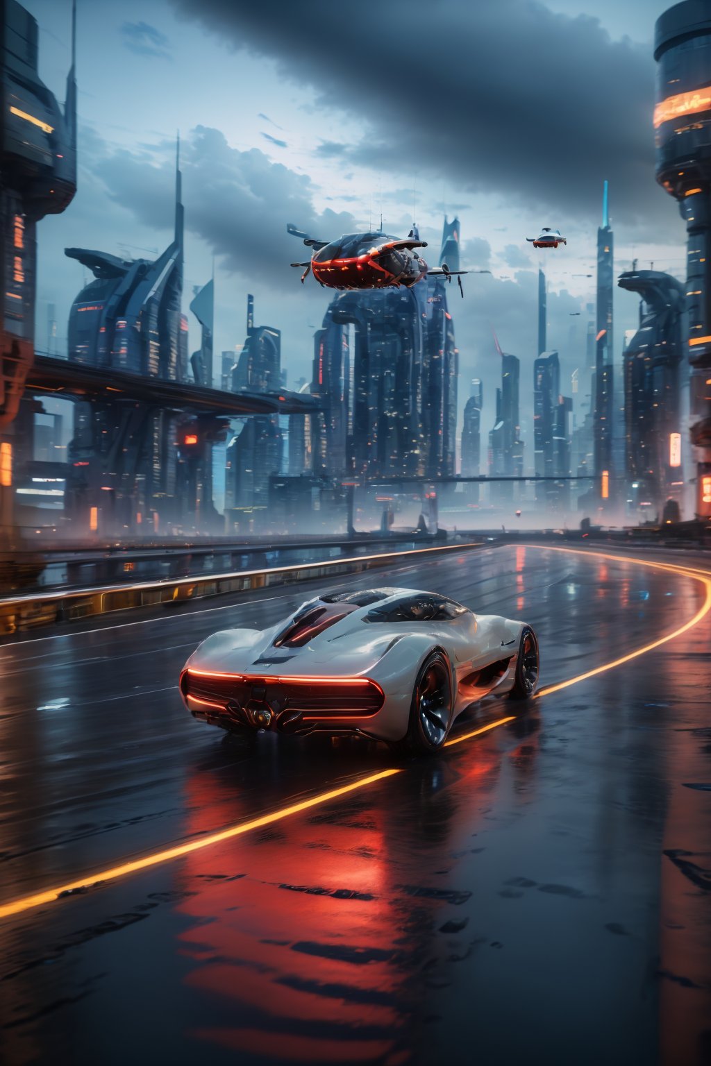 <lora:AgainRealistic_v2.0:1>, AgainRealistic_v2.0, car, motor vehicle, vehicle focus, no humans, science fiction, aircraft, city, flying, scenery, road, motion blur, building, outdoors, helicopter, sky, cloud, realistic, night, skyscraper, cyberpunk