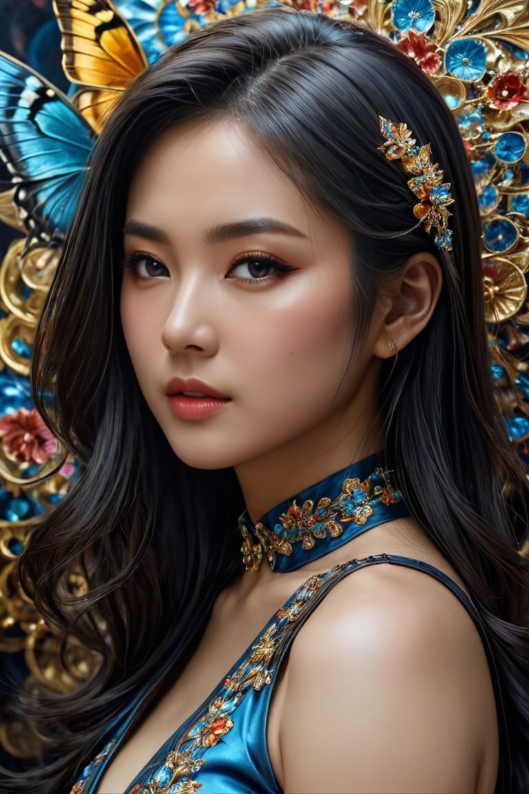 (masterpiece, top quality, best quality, official art, beautiful and aesthetic:1.2), (1girl), extreme detailed,(fractal art:1.3),colorful,highest detailed oil painting,Surrealism,asian girl,masterpiece Soft face, Asian girl, sharp face