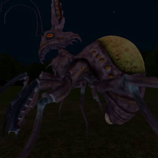 Elytra Dementia, bug creature, forest, night, looking at you