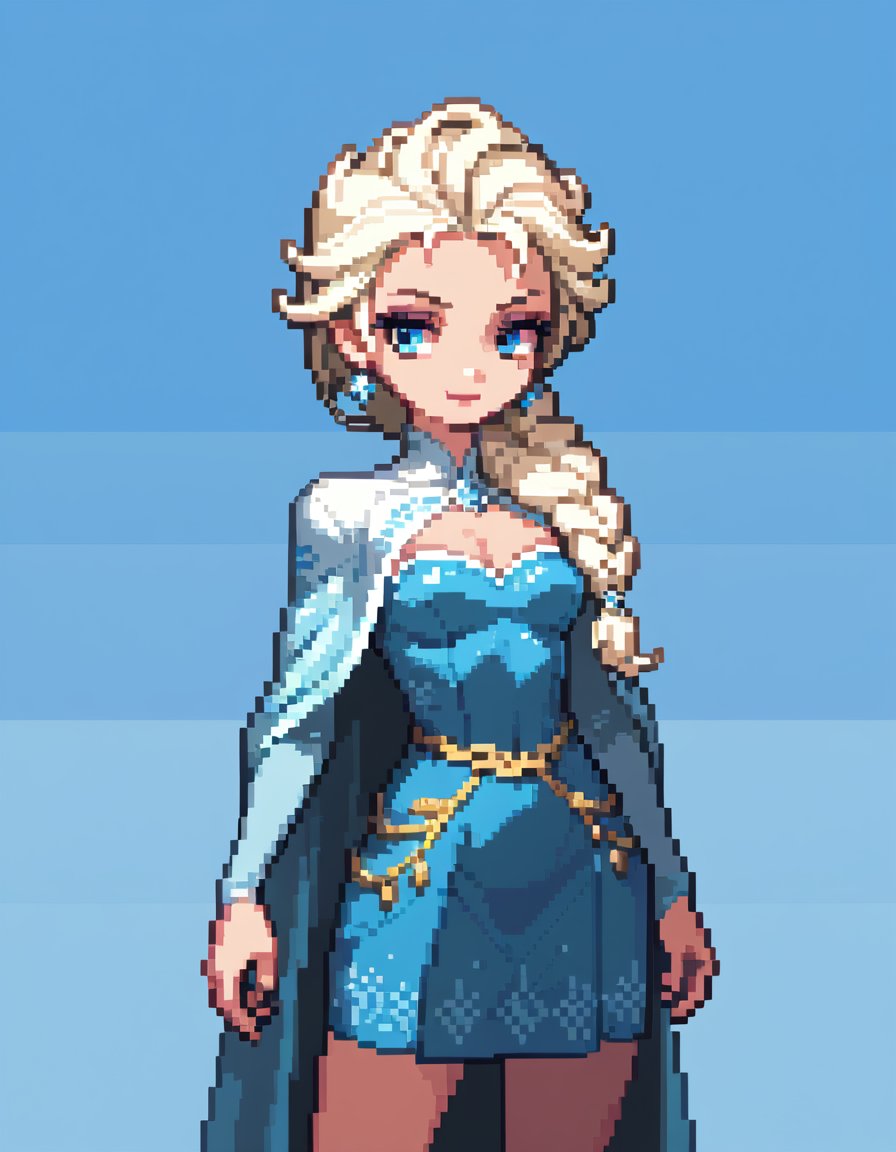 score_9, score_8_up, score_7_up, princess elsa from frozen, pixel art, solo