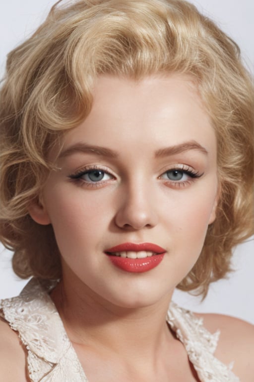 (masterpiece,best quality:1.2), high detailed,realistic,a portrait of marilyn monroe with blonde hair, blue eyes, a mole on cheek, lipstick and a very sexy look, sfw<lora:MarilynMonroeSD_v3.0:1>