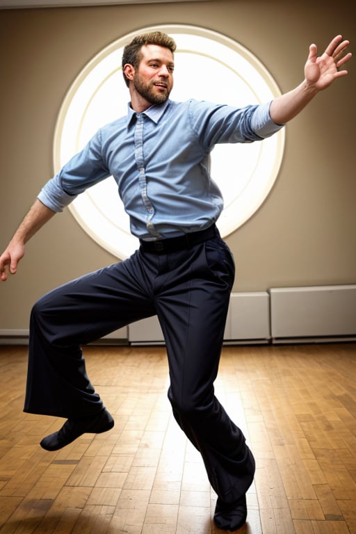 a man twirling