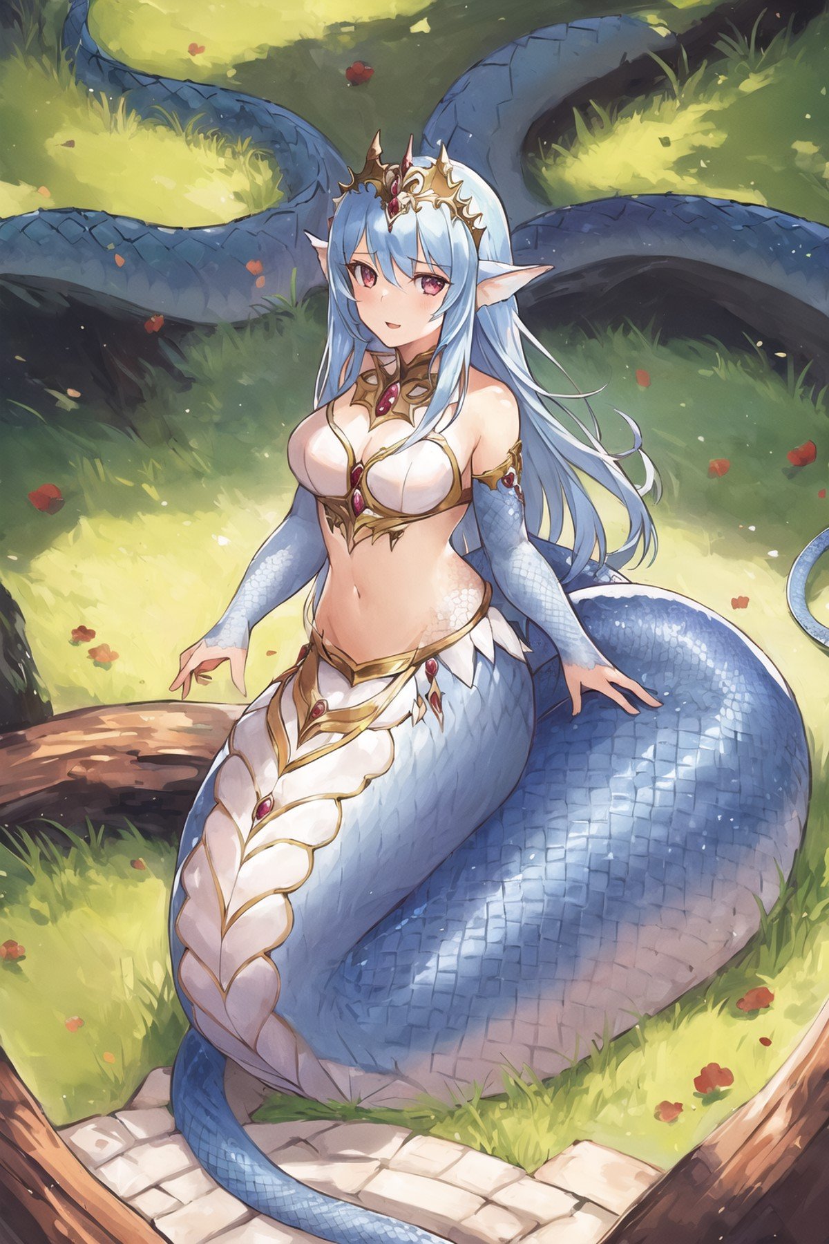 1girl, lamia, scales, tail, full body, masterpiece, best quality, masterpiece,