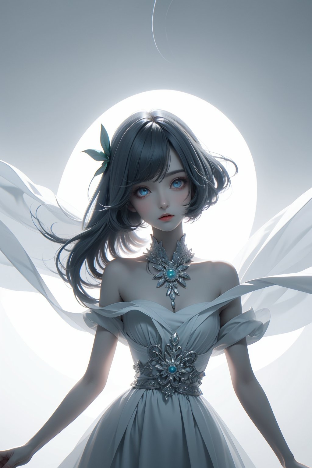 ((gardevoir)),female,long hair,pale white porcelain skin,vivid eyes,detailed eyes,detailed face,plissed dress,detailed dress,princess dress,magical aesthetic,detailed art,Wallpaper Fusion ethereal background,masterpiece,Gardevoir rilex lenov,