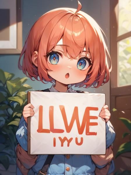 score_9,score_8_up,score_7_up,score_6_up,score_5_up,score_4_up,delicate images,(Hold up a sign saying I Love You:1.2),1girl,indoors,chibi,upper body,<lora:holding blank sign_P_XL:0.9>,holding blank sign,