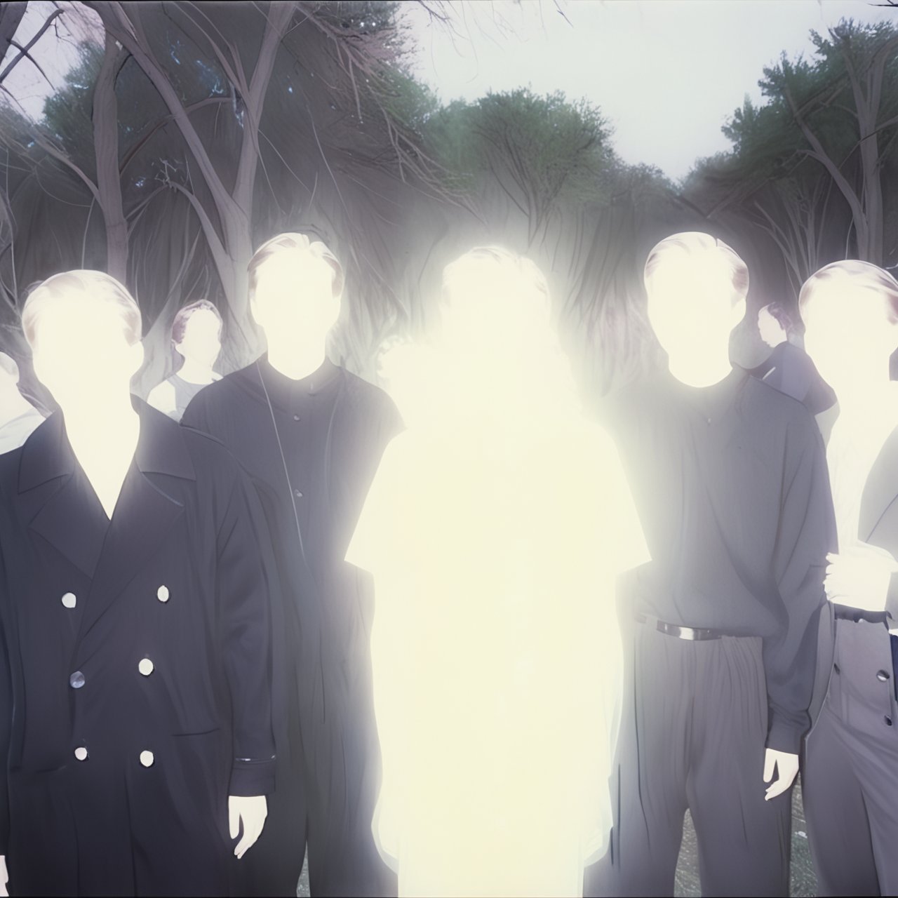 lghtshft_lora, glowing, portrait of group of people together, close up, abandoned park, VHS, <lora:lightshift_lora:1.5>