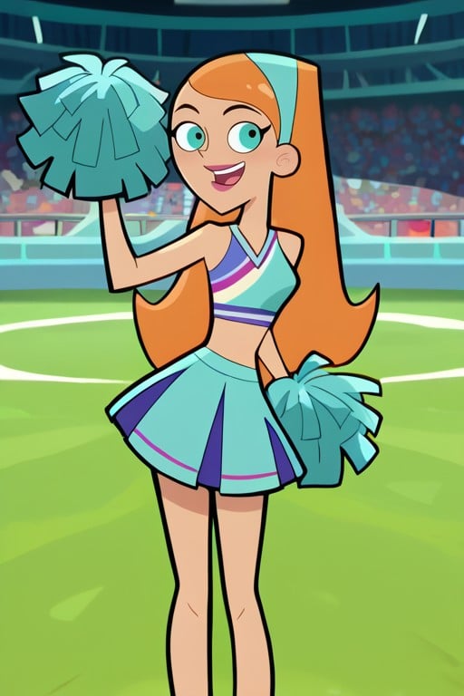 score_9, score_8_up, score_7_up, score_6_up,<lora:dannyPhantom_jazzFenton_v10:0.8> jazz fenton, blue hairband, cheerleader, holding pom poms, masterpiece, best quality, very aesthetic, absurdres, source_cartoon