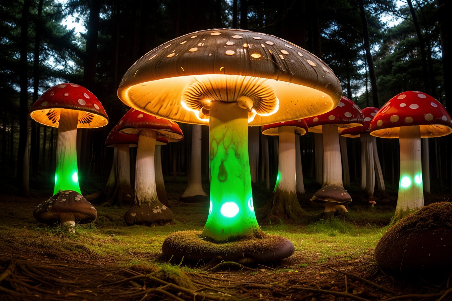 alien (glowing mushroom:1.2) forest, <lora:epi_noiseoffser2:1>