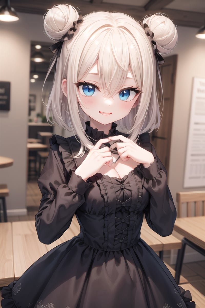 <lora:talkmouth_E_type1_v200:1>insanely detailed, absurdres, ultra-highres, ultra-detailed, best quality,1girl, solo, nice hands, perfect handsBREAKgothic theme, black gothic dress, white frill, hair dressBREAK(nsfw:-1.5)BREAKsmile, open mouthBREAK,standing, cowboy shot, looking at viewerBREAKslender, kawaii, perfect symmetrical face, ultra cute girl, ultra cute face, ultra detailed eyes, ultra detailed hair, ultra cute, ultra beautifulBREAKin coffee shop, depth of field, ultra detailed backgroundBREAKmedium large breastsBREAKblonde hair, blue eyes, double bun, hair between eyes