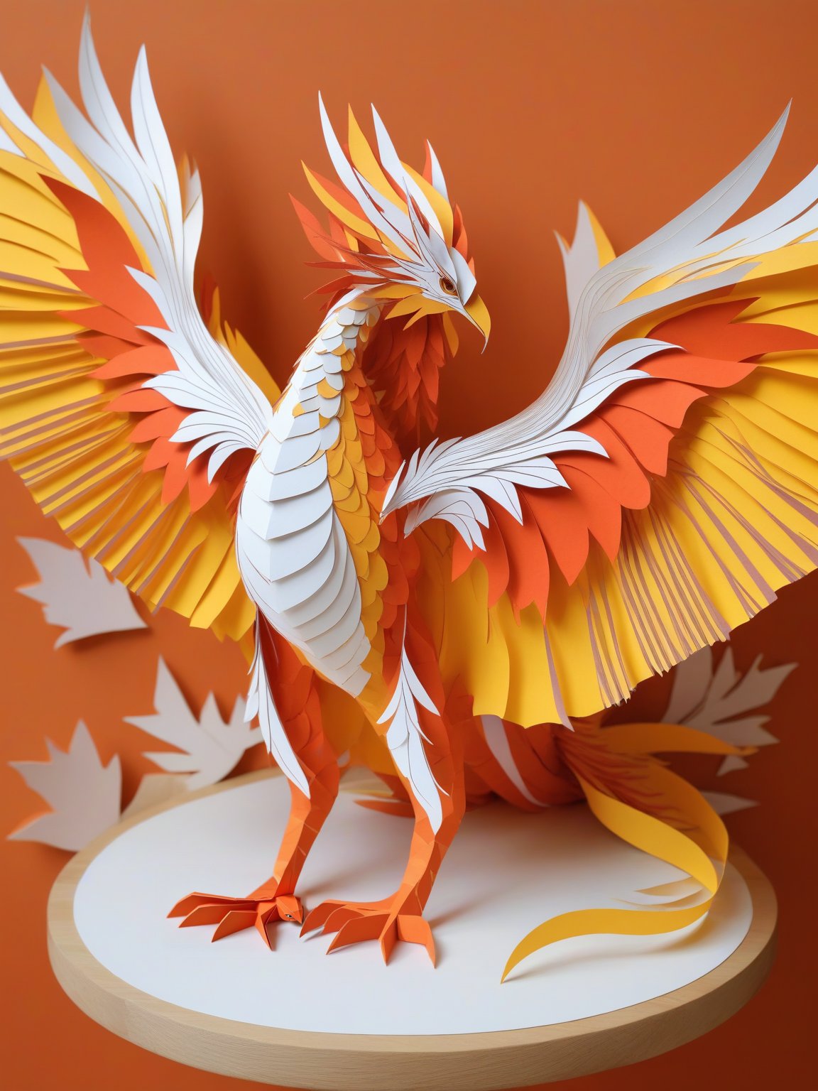 (Paper Art:1.3) 3D Masterpiece phoenix,dragon