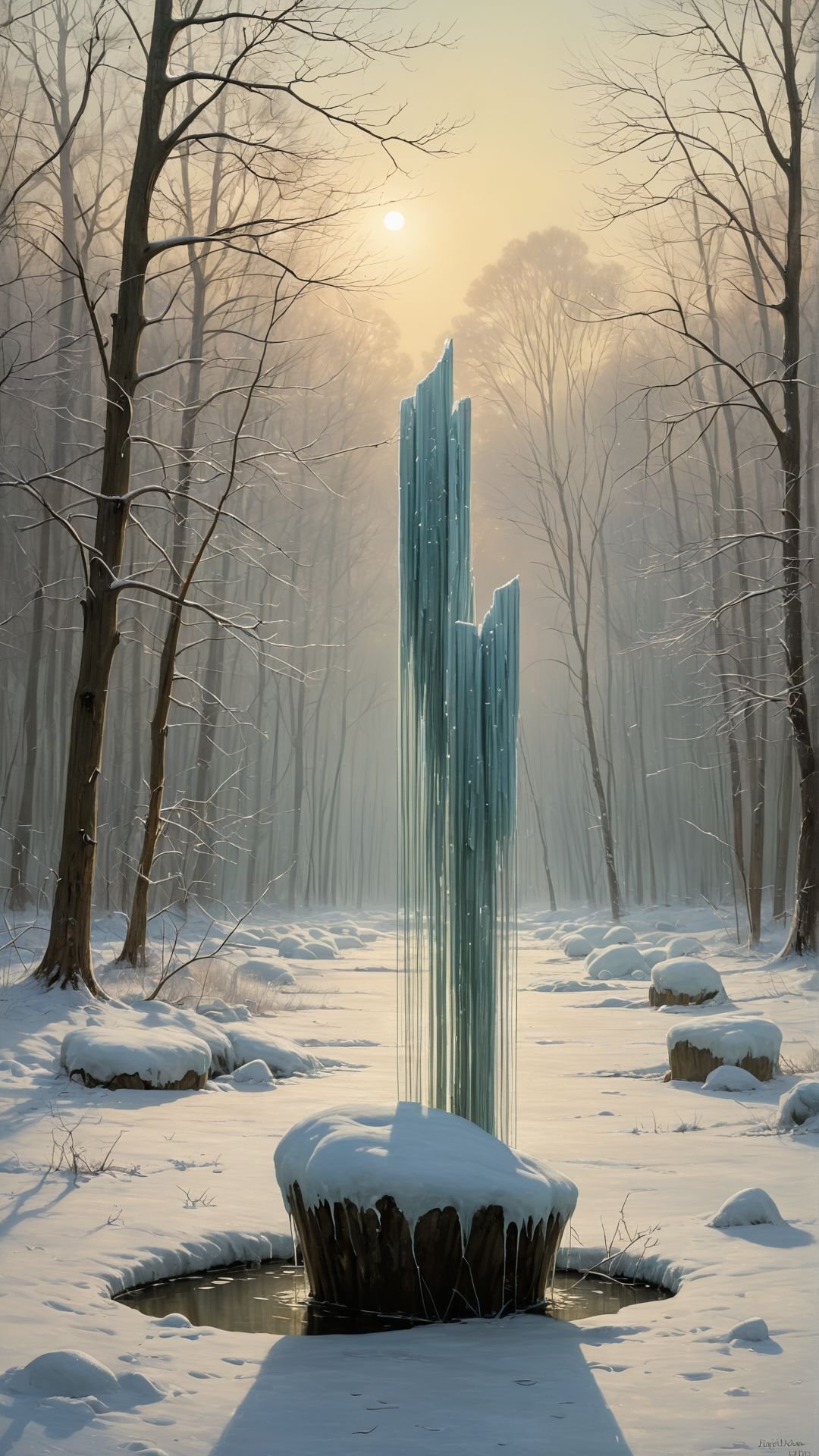 art by Harry Bertoia, (Zealous Strike, Ice, "In the symphony of nature, every creature finds its voice, harmonizing in the grand chorus of existence.", "Breathe in, breathe out, let the human in.":1.1) , Belgian Luminism, plein air painting, landscapes, atmospheric effects