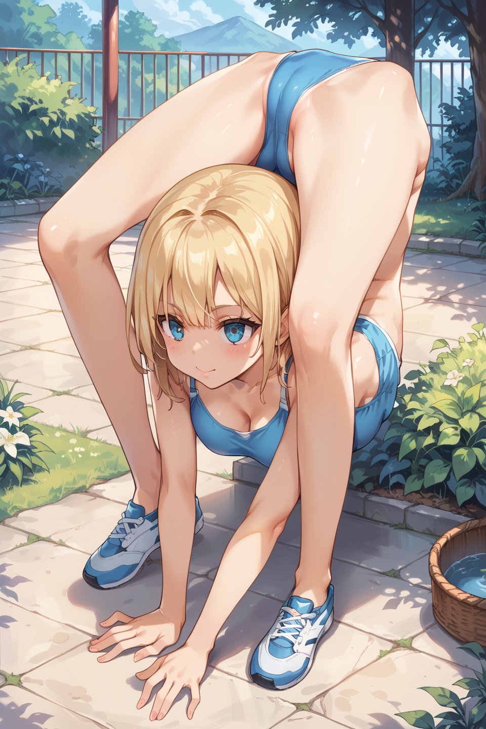 score_9,score_8_up,score_7_up,source_anime,medium breasts,solo,full body,outdoors,triplefold,flexible,ass,<lora:triplefold_SDXL:1>,