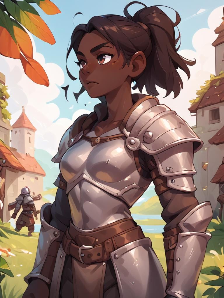 score_9, score_8_up, score_7_up, score_6_up, score_5_up, score_4_up,<lora:OtherStyle_03-000003:1>,woman in armor standing in a battlefield,armor,dark skin,medieval,fantasy,solo focus,epic,