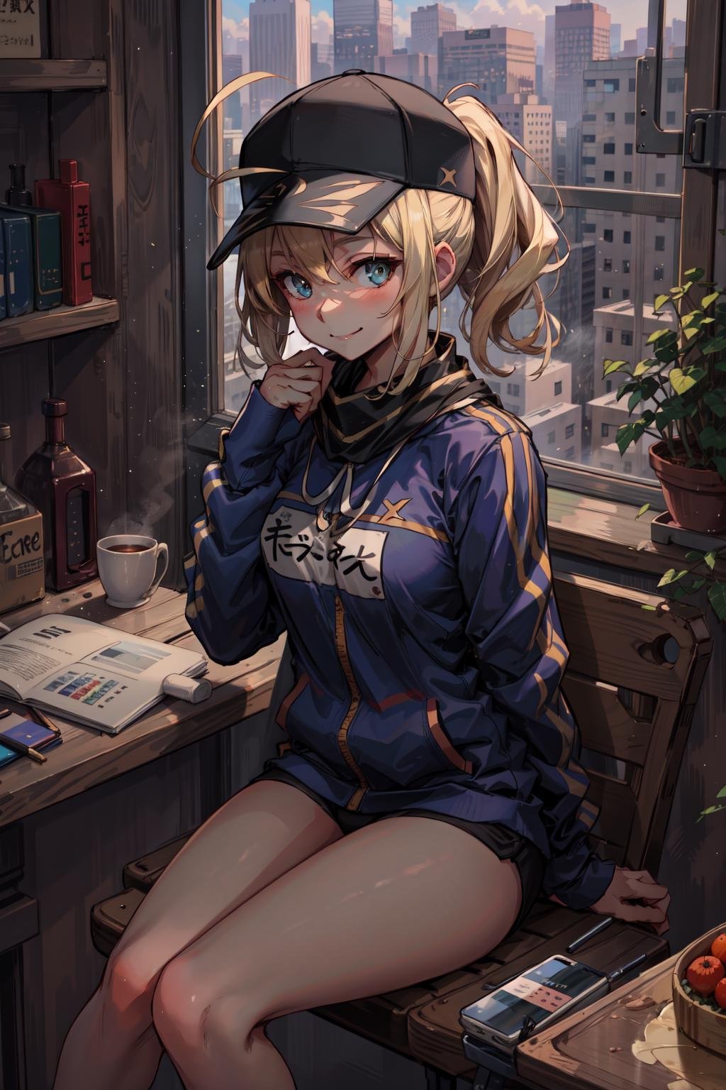 masterpiece,best quality,mhx,1girl,ahoge,sec_asc,light smile,perfect hands,sitting,<lyco:CHAR-FGO-Mysterious Heroine X and XX_v4-hmphurgh:0.6>,