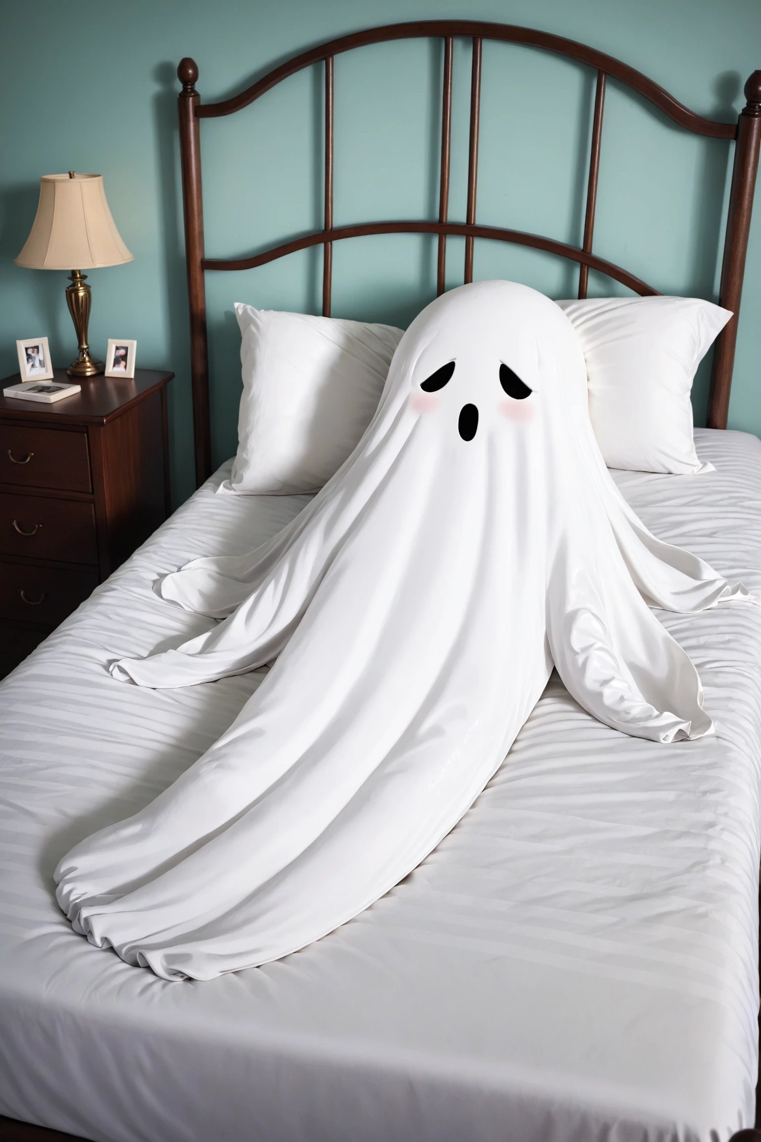 photo, sleeping ghost, bed