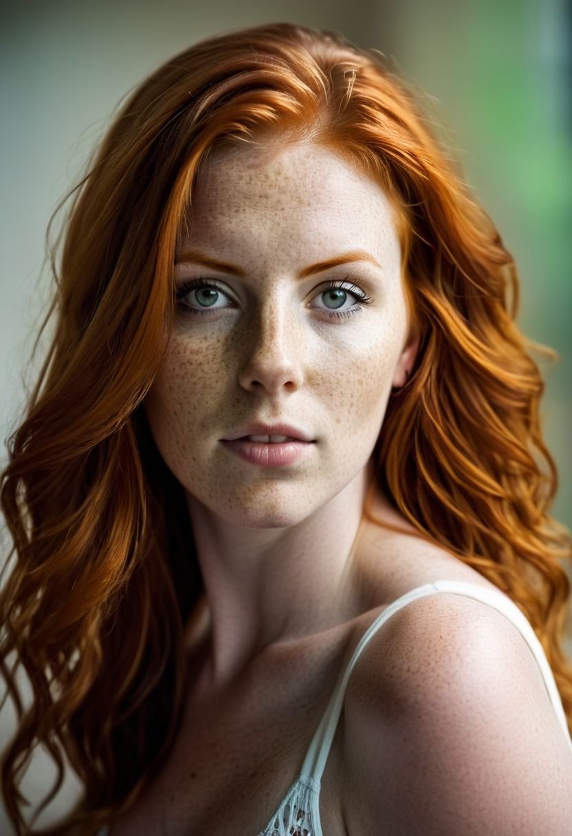 gorgeous 1girl 28yo,, Redhead,, amazing photograph, DSLR, 80mm Sigma f2, depth of field, intricate natural lighting, 