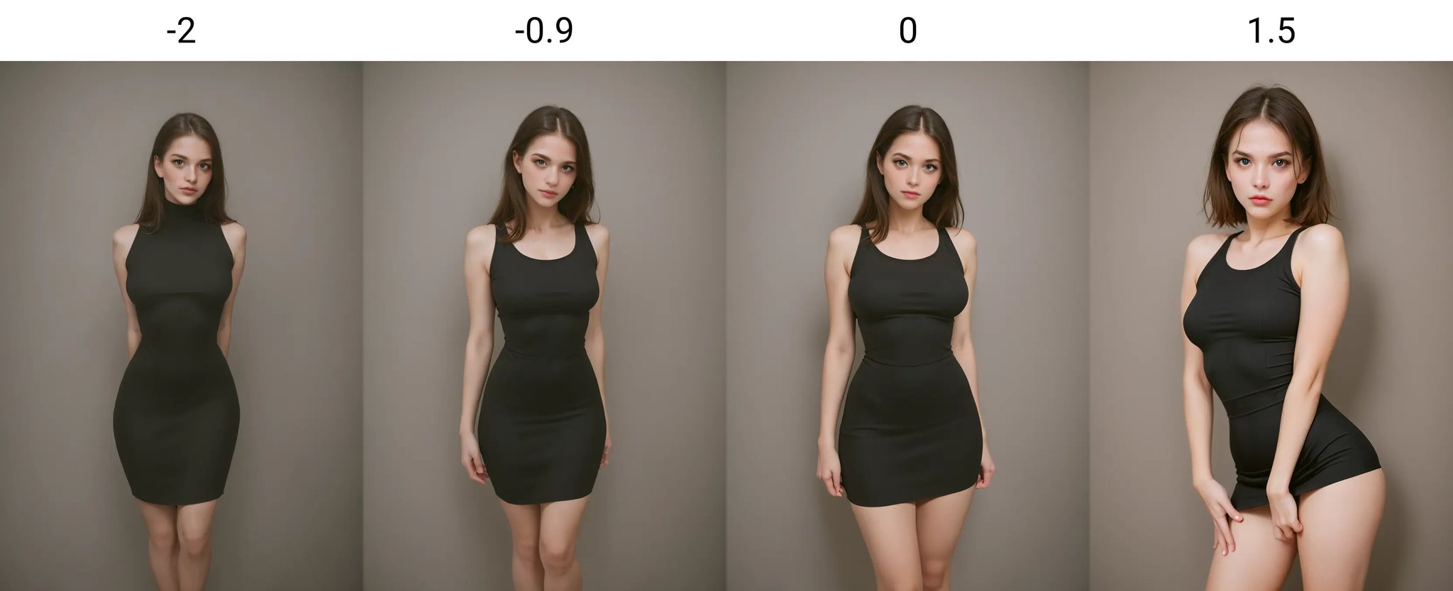 <lora:Skirt Length_alpha1.0_rank4_noxattn_last:-2>, woman, black tight skirt, facing viewer, looking at viewer, standing, 