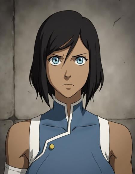 <lora:korra:1> image of korra in a mechanics uniform. her hair is cropped short.