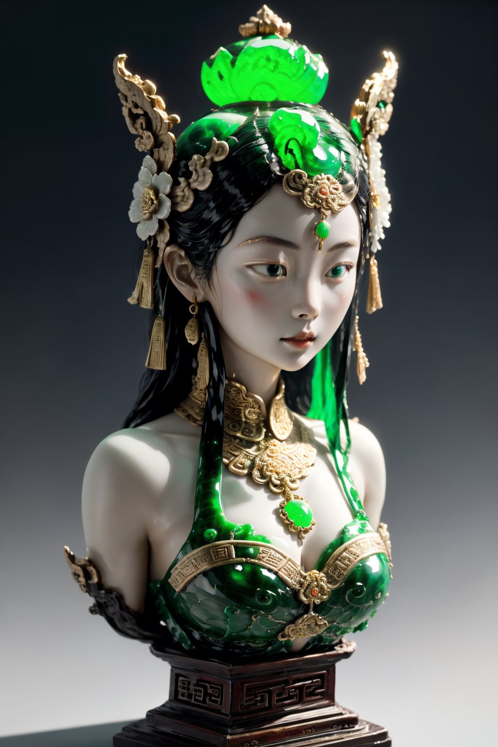 1girl,chinese clothes,jade,jade sculpture,porcelain,<lora:逃离博物馆-玉美人1.0_v4:0.8>,