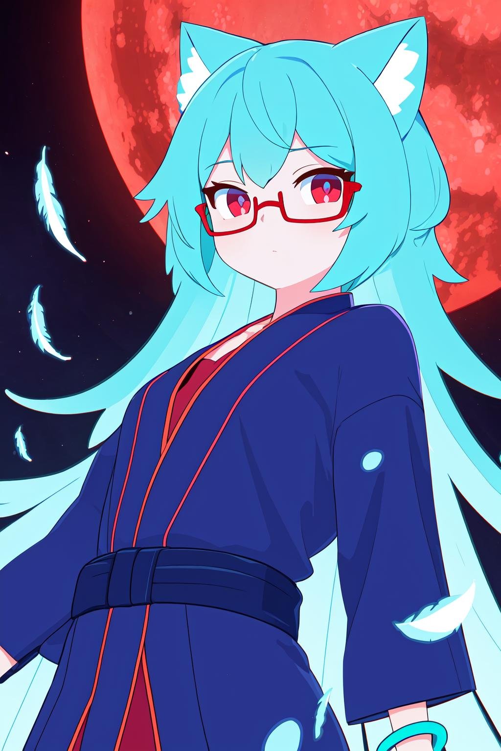 (flat color:1.3),(colorful:1.3),(masterpiece:1.2), best quality, original, extremely detailed wallpaper, looking at viewer, upperbody shot of a girl infused with lightning, fully clothed with blue long robe, highly detailed, extremely detailed, red eyes, electric, red moon, Rays of Shimmering Light, Cinematic Lighting, Matte, Stone, Milky Quartz, Opalite, Jewelry, Silk, Feathers, Water splash, Fog, Electric, Electricity, sparks,  lensflare, rim lighting, backlighting, Bracelet, Chromatic Aberration, RTX, Post Processing