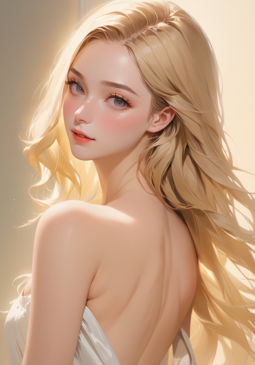 long straight blonde girl,ultra realistic detailed,aesthetic,best quality,(photorealistic:1.2),dynamic angle,elegant,realistic skin detail ,strap_slip, bare_shoulders, off_shoulder, 
