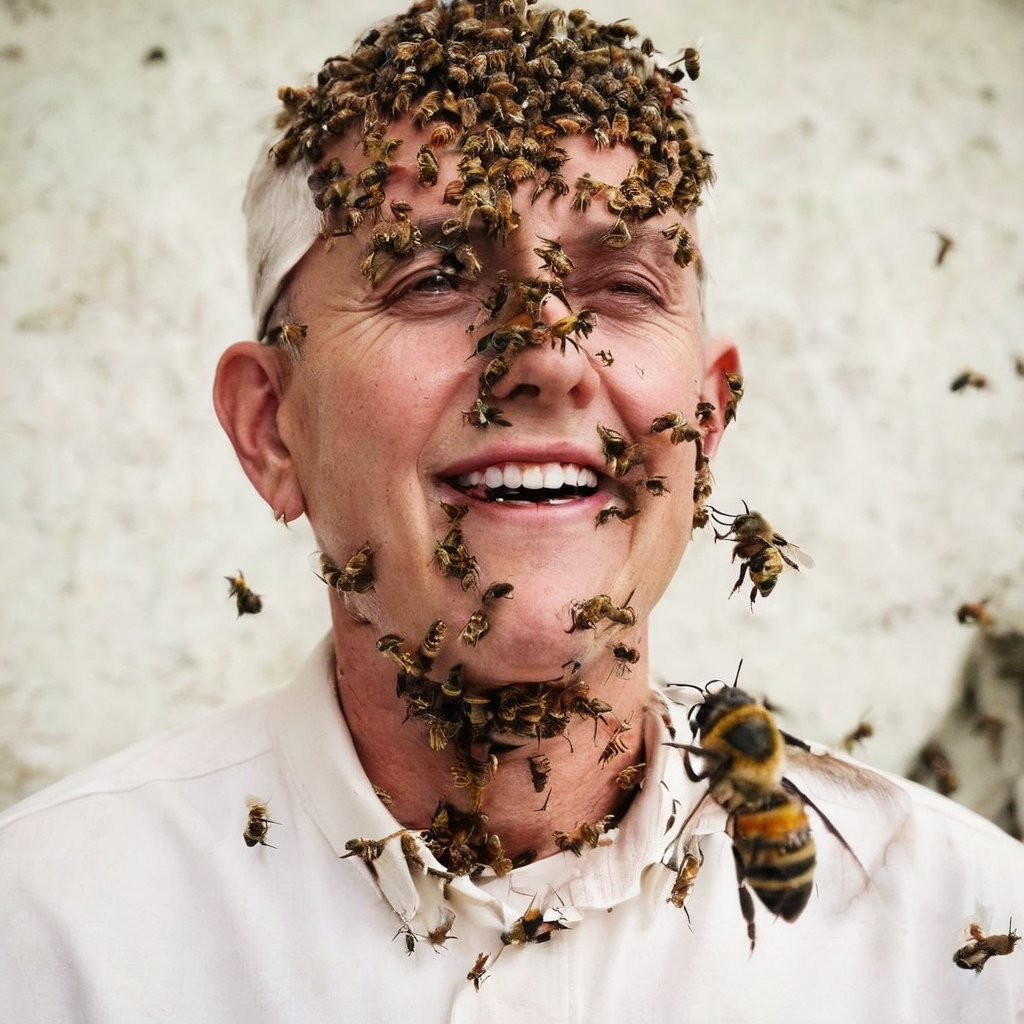 man with bee  <lora:SDXL_bee_Sa_May-000011:1>