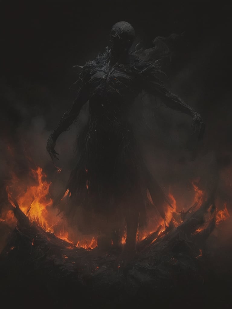 a demonic man standing in a dark room, flames around him, arms outstretched in the air fantasy art, <lora:- SDXL - vntblk_vanta_shapes_V1.0:0.6> vntblk, black, dark, background,  <lora:- SDXL - almstinv_almost_inv_V1.0:0.7> almstinv